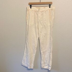 Anthro Pilcro & The Letterpress White Partial Linen High Waist Casual Pant Sz 12